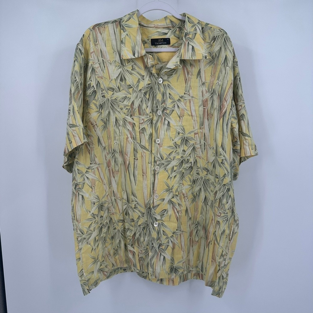 Jim Thompson Mens Linen Hawaiian Shirt Size XL Tropical Resort Vacation Cruise